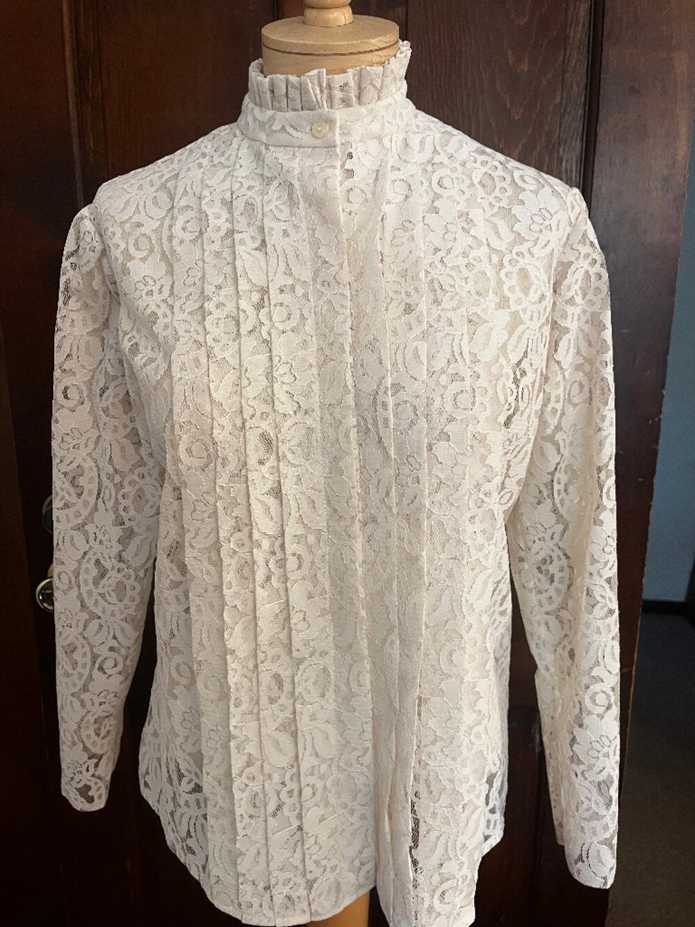 Vintage Miss H Sheer Lace Victorian Peasant Blouse Size 12